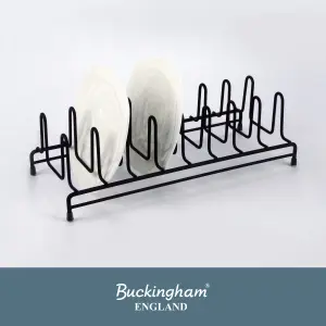 Buckingham Kitchen Organising Tidy Plate Drainer Storage Rack , Black , High End Premium Quality