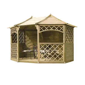 Rowlinson Sandringham Natural Octagonal Gazebo, (W)3.94m (D)3m - Assembly required