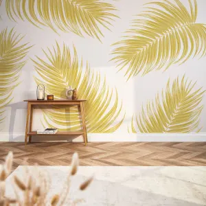 Paradise Palm Fronds Mural In Golden Yellow (350cm x 240cm)