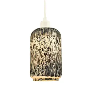 Pendant Light Shade in Dove Grey and Dusty Blue with Snowflake Marble Design