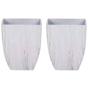 Set of 2 Plant Pots 28 x 28 x 34 cm Marble Effect MIRO