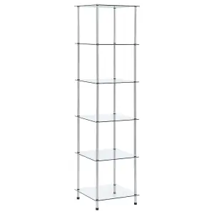 Berkfield 6-Tier Shelf Transparent 40x40x160 cm Tempered Glass