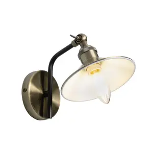 Inlight Bureau Satin Antique brass effect Wired LED Wall light