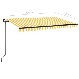 Berkfield Manual Retractable Awning with LED 400x350 cm Yellow and White