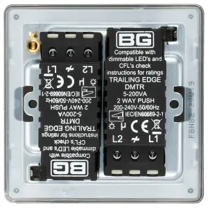 GoodHome Flat profile Double 2 way 200W Screwless Dimmer switch Black 2 gang