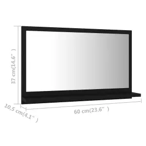 Berkfield Bathroom Mirror Black 60x10.5x37 cm Engineered Wood