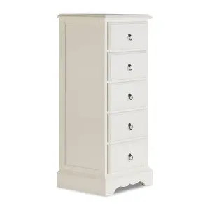 Romance Antique White 5 Drawer Tallboy