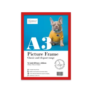 A3 Red Picture Frame Fits A3 (29.7 x 42cm - 11.7 x 16.5in) Poster, Photo, Artwork, or Print.