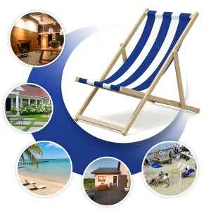 Wooden Folding Deck Chair for Garden, Beach, or Patio