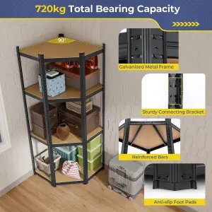 Costway 4-Tier Corner Metal Shelving Unit Adjustable Garage Storage Utility Rack 720KG