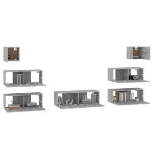 Berkfield 7 Piece TV Cabinet Set Grey Sonoma Engineered Wood