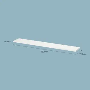 GoodHome Rigga White Rectangular Floating shelf (L)118cm x (D)19cm