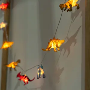 ValueLights Set of 10 Kids Battery Powered Fairy String Lights with Dinosaurs