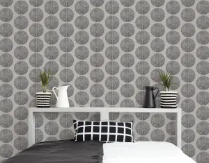 Galerie Bazaar Black Grey Soleil Smooth Wallpaper