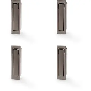 4 PACK - Flush Sliding Pocket Door Pull Handle - Dark Bronze 70mm x 19mm Finger Edge