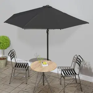 Berkfield Balcony Parasol with Aluminium Pole Black 300x150x253 cm Half