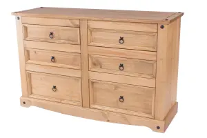 Core Products Premium Corona, 3+3 drawer wide chest, antique waxed pine