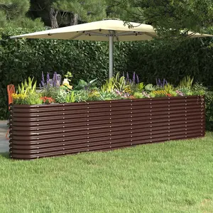 Berkfield Garden Planter Powder-coated Steel 332x40x68 cm Brown