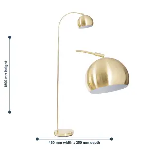 First Choice Lighting Satin Brass Curved Dome Floor Lamp