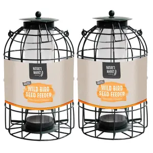 Metal Hanging Seed Feeder With Bird Cage With Squirrel Guard