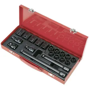 Comprehensive 19 Piece Impact Socket Set with Extensions and Adaptor