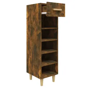 Berkfield Shoe Cabinet Smoked Oak 30x35x105 cm Engineered Wood