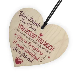 Red Ocean Friendship Best Friend Sign Shabby Chic Wood Hanging Heart Plaque Thank You Gift