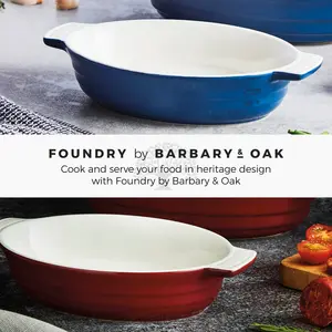 Barbary & Oak B0875002BLU Foundry Ceramic Oval Oven Dish With One Large And One Small Dish, Limoges Blue Limoges Blue