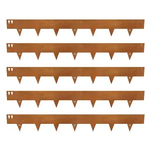 100cm Corten Steel Lawn Edging 7.5cm High (1 Set / 5pcs)