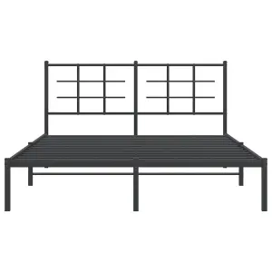 Berkfield Metal Bed Frame without Mattress with Headboard Black 150x200cm