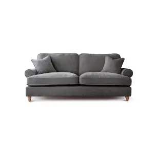 Sofas Express Mumbles Charcoal Grey Scroll Manhattan 3 Seater Sofa