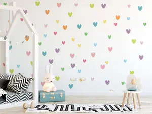 Colourful Hearts Nursery Wall Sticker Decals