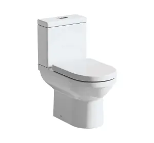 Vesper White Ceramic Close Coupled Toilet with Anti Bacterial Glaze & Soft Close Toilet Seat