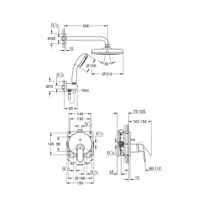 Grohe Eurosmart Cosmopolitan Perfect Shower Set with Tempesta 210 - 25219001