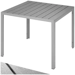 Garden Furniture Table Maren - aluminium, wood look, 90 x 90 x 74.5 cm - silver