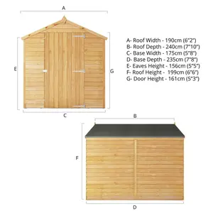 Mercia 8 x 6ft Overlap Apex Windowless Shed (Single Door) No