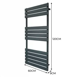 Flat Panel Towel Radiator - 1200mm x 600mm - Anthracite Grey