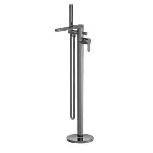 Freestanding Round Bath Shower Mixer Tap - Brushed Pewter