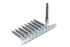 Laser 8482 9pc Long Series Torx Plus Socket Bit Set on Rail 3/8" Drive