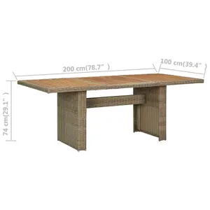 Berkfield Garden Dining Table Brown 200x100x74 cm Poly Rattan