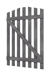 Durable Grey Wooden Picket Fence Gate Freestanding Garden Side Door W 90cm H 120cm