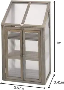 Wooden 3 Tier Mini Greenhouse with Doors