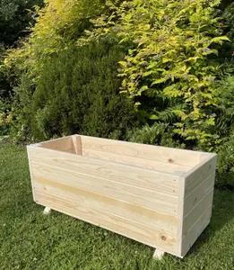 Extra Deep Large Wooden Planter Vegetable Outdoor Trough Natural