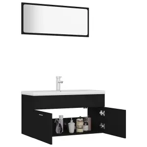 Berkfield Bathroom Furniture Set Black Engineered Wood