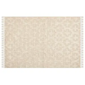 Cotton Area Rug 140 x 200 cm Beige ITANAGAR