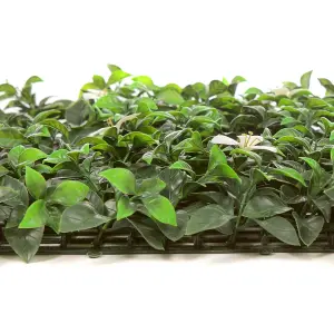 Best Artificial Laurel Leaf White Flower Hedging Mat - 50cm x 50cm (20" x 20") UV Stable