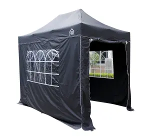 All Seasons Gazebos 3x2 Full Waterproof Pop Up Gazebo with 4 Heavyweight Side Panels and Accessories Black