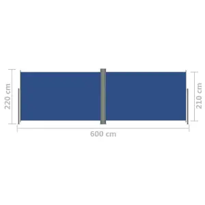 Berkfield Retractable Side Awning Blue 220x600 cm