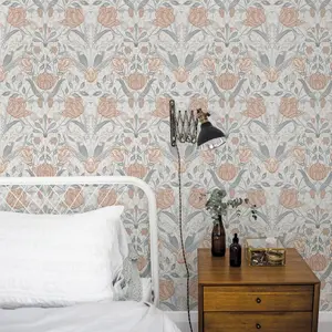 Galerie Apelviken Blue Beige Grey Brown Tulip Trail Smooth Wallpaper