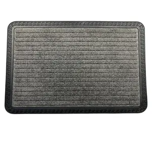 Door Mat - Grey - Low Profile 5mm Thick - Washable - Non Slip Rubber Backing - Heavy Duty - Indoor - 40cm x 60cm